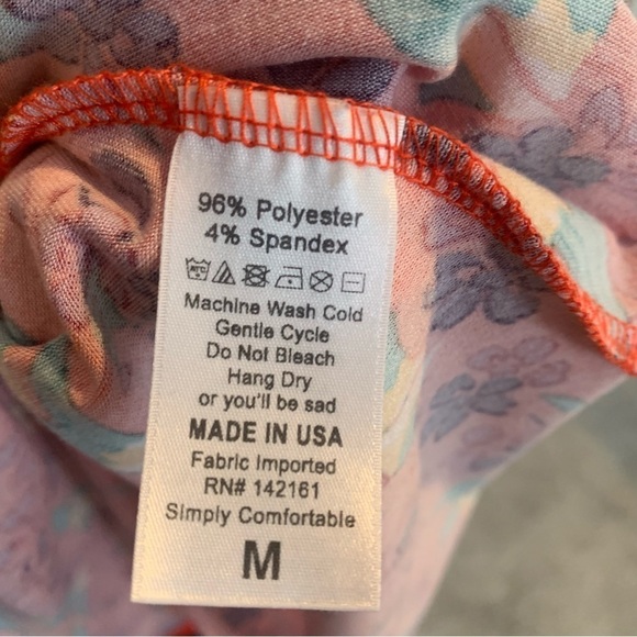 LulaRoe Carly Tee Shirt Dress Orange Floral short sleeved Comfy Size Medium - Picture 5 of 7